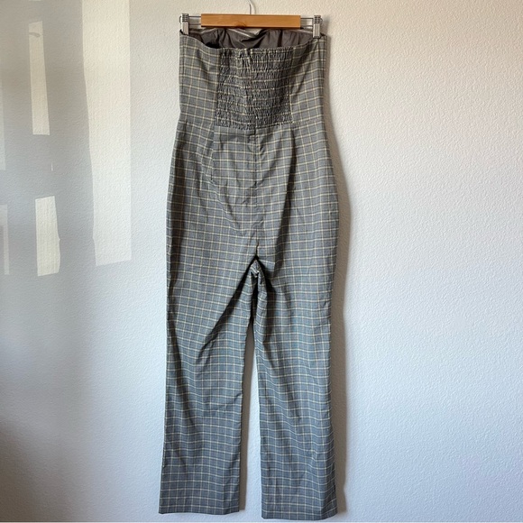 Privacy Please Revolve Strapless Autumn Jumpsuit Black and Yellow Plaid Size M - Picture 5 of 11